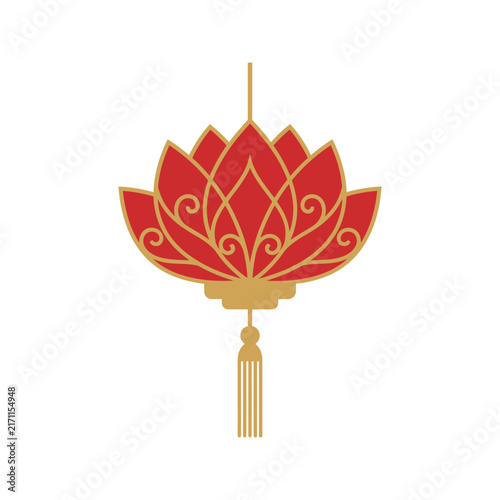 Traditional Ornate Chinese Hanging Lantern Vector Icon