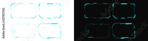 Картината върху платно PNG image of Futuristic hud interface frames with glowing blue neon lines displa