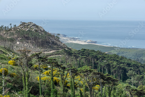 Obraz na płótnie Coastal landscape viewing Guincho beach from Sintra hills