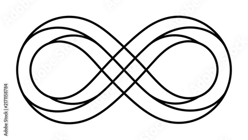 Foto Interlocking Infinity Symbol: An abstract, clean graphic representation of the infinity symbol, formed by interlocking curved lines, symbolizing endlessness and eternity