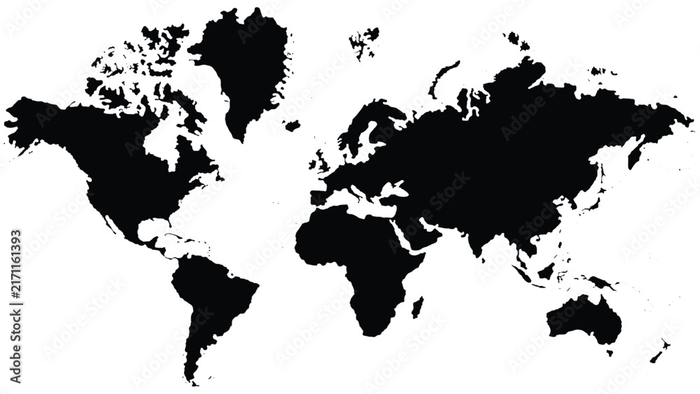 Obraz premium North and South America Map Silhouette Vector Illustration