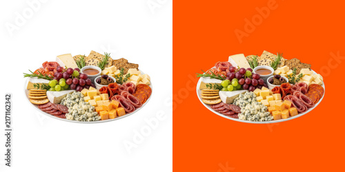 Gourmet charcuterie board with assorted cheese and meats transparent png