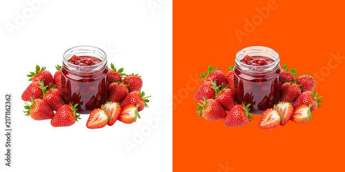 Fresh Strawberry Jam Jar with Ripe Berries transparent png