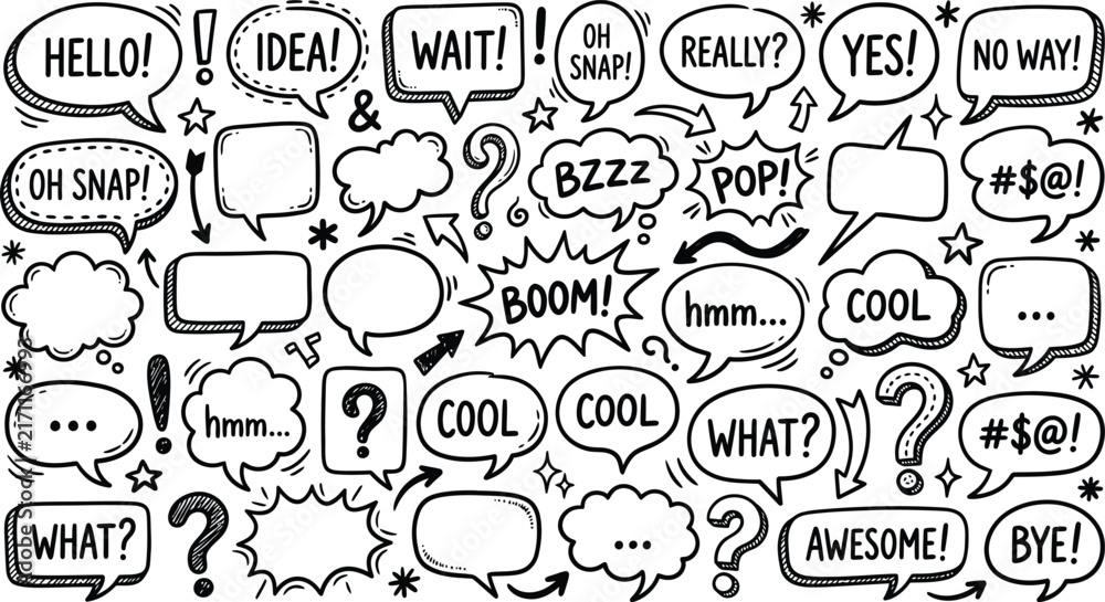Naklejka premium comic speech bubbles and conversation icons set