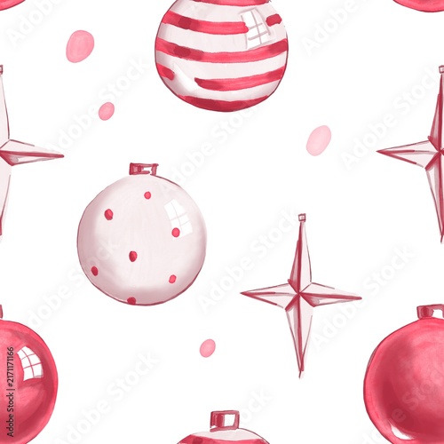 Картината върху платно Seamless pattern of Christmas ornaments