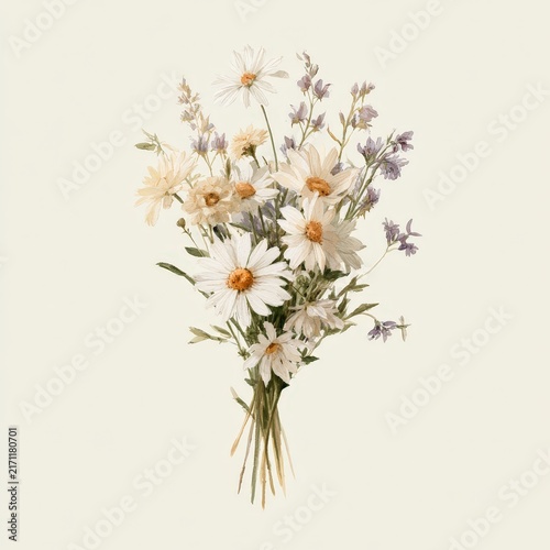 Elegant small bouquet of prairie wildflowers delicately arranged