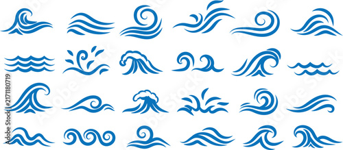 Waves vector set, ocean sea wave swirl vector illustrations set for water themes. versatile aquatic splash graphics isolated on a clean white background.