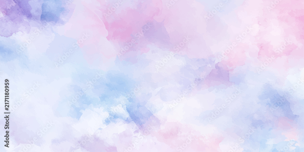 Fototapeta premium Abstract watercolor splashes in soft pastel hues of pink, purple, and blue blend harmoniously, creating a dreamy and ethereal backdrop perfect for creative expression.