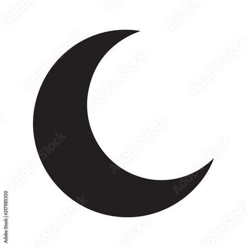 Crescent Moon Black Silhouette Vector Illustration for Night Sky Logo and Astronomy Symbol.