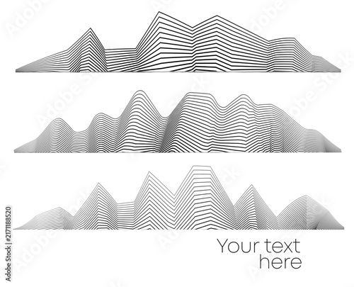 Abstract Black Line Mountain Wave Set