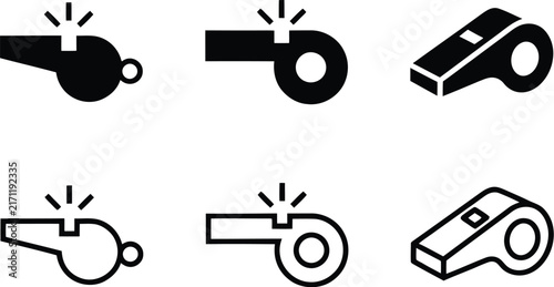 Whistle icon set, Sport whistle icon set, dog whistle icon set, Loudly blowing whistle icons set, Vector Illustration !	