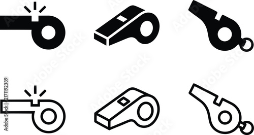 Whistle icon set, Sport whistle icon set, dog whistle icon set, Loudly blowing whistle icons set, Vector Illustration !	
