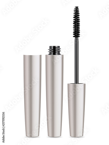 Mascara tube and wand on a transparent background