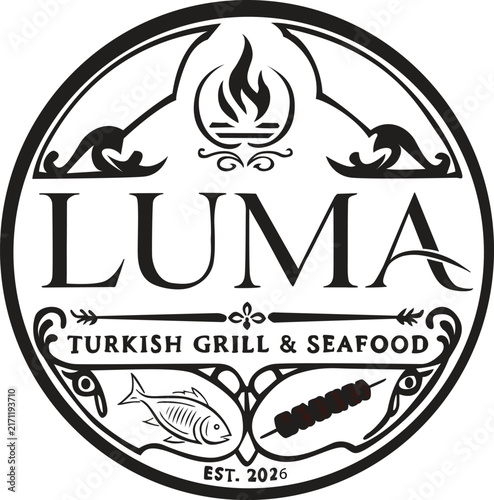 Luma Black and White Emblem Vector Design