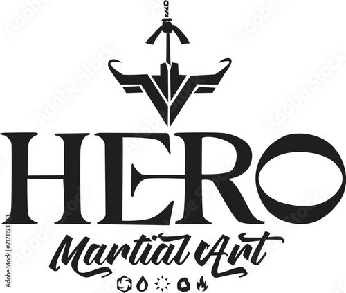 Black and White Hero Martial Art Vector Design