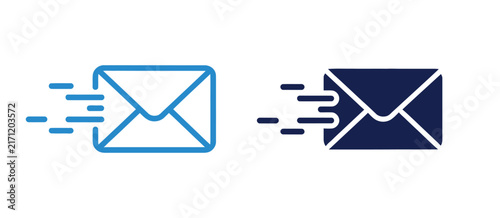 Obraz na plátně Rapid email message send icon set design, glyph solid symbols in editable modern style for clipart, stickers, digital communication, and interface graphics