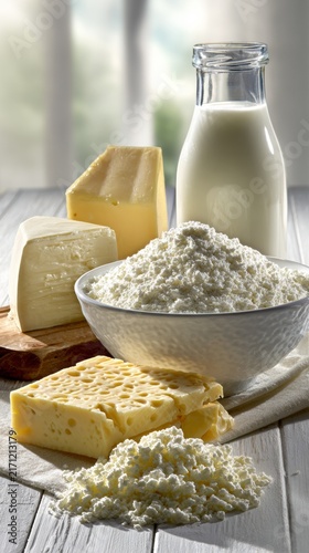 Delicious dairy spread ready for a gourmet feast