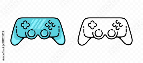 Vector graphic of a stylized gaming controller. Clean aesthetic suitable for modern technology, branding, apps, and video game industry assets.