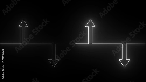 A minimalist 4K video showing a glowing white neon sound wave with directional pulse arrows on a solid black background, resembling the classic electronic music aesthetic of Disclosure's logo.