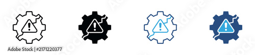 Fotografie Operational Failure Risk Icon Set with Mechanical Breakdown, System Error, Technical Disruption and Equipment Failure Symbols