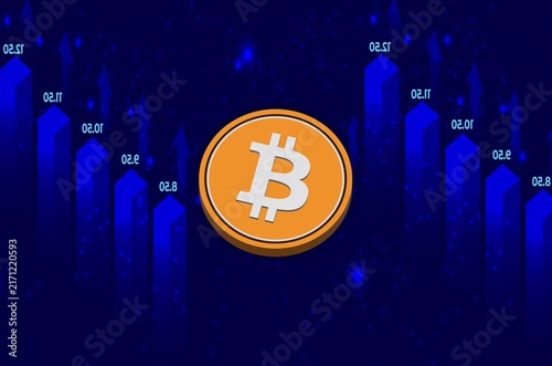 Obraz na płótnie Bitcoin-BTC cryptocurrency logos drawings on digital background.