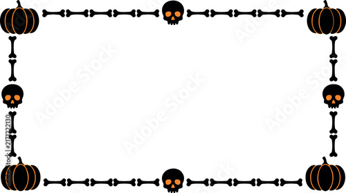 Halloween Skull and Bone Silhouette Border – Monochrome Horror Frame Design