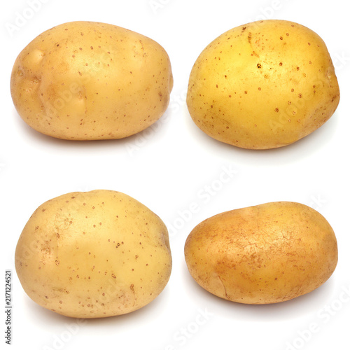 Harvest of young potato isolated on white background. Fresh healthy vegetable
