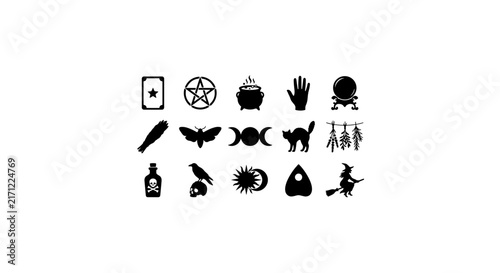Mystical Symbols Vector Icons, Witchcraft Elements, Occult Graphics, Esoteric Symbols Set