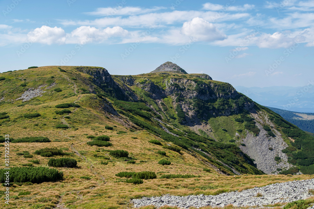 Fototapeta premium mountain landscape with blue sky, Pietrosul Calimanilor, Calimani Mountains, Romania 
