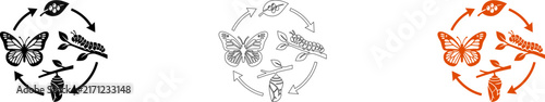 Minimalist circular icons with abstract animal and plant designs