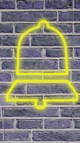 Thumbs down neon sign on brick wall 4k