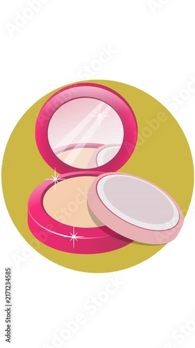 Animation of make-up powder on white backgroud
