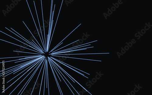Bild auf Leinwand Abstract Blue Neon Radial Burst Rays, Light Beams Starburst Effect on Black Back