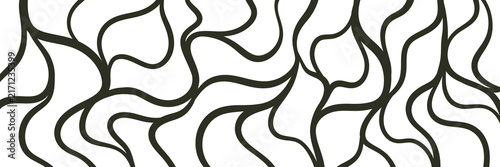 Black and white fluid abstract lines pattern overlay on transparent. PNG design element for stylish modern backgrounds, interiors, and fashion.
