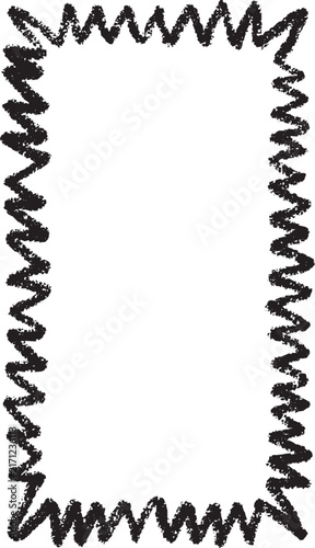Zigzag crayon frame with angular line border. Black crayon texture for labels...