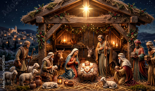 Obraz na płótnie Plastic figures representing a Nativity scene