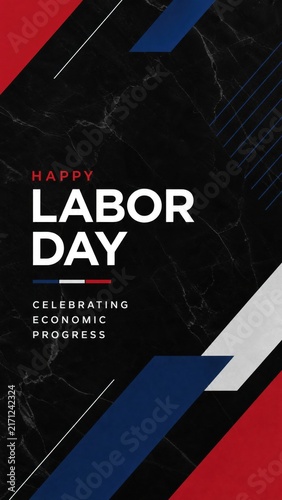 Happy labor day celebration with economic progress design