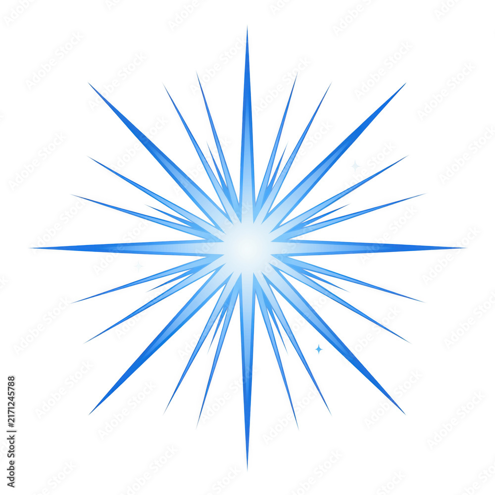 Fototapeta premium Radiant blue starburst emanating light during a bright celebration isolated on transparent background