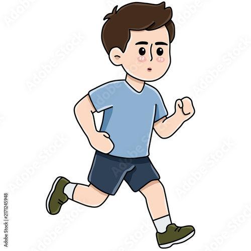 Fotografie Man running jogging workout active lifestyle vector illustration