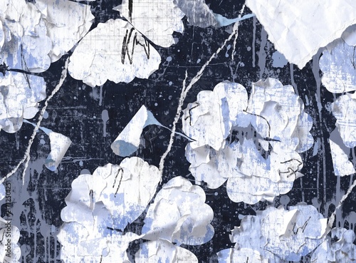 Background illustration of a dark grunge pattern with distressed floral silhouettes