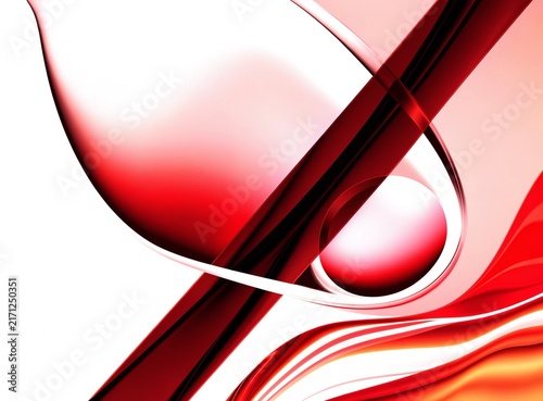 Dynamic abstract background featuring smooth red and white glossy flowing waves