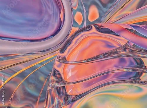 Vibrant holographic fluid abstract background with iridescent liquid metallic gradients