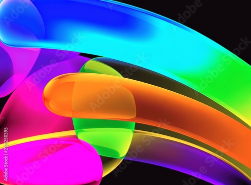 Abstract fluid background featuring glossy glass waves with vibrant rainbow gradients