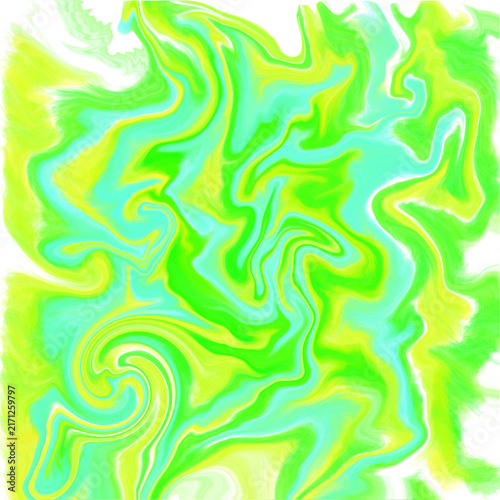 Abstract Liquid Marble Pattern with Green Yellow and White Swirls