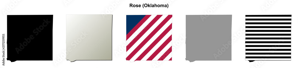 Fototapeta premium Rose (Oklahoma) blank outline map set