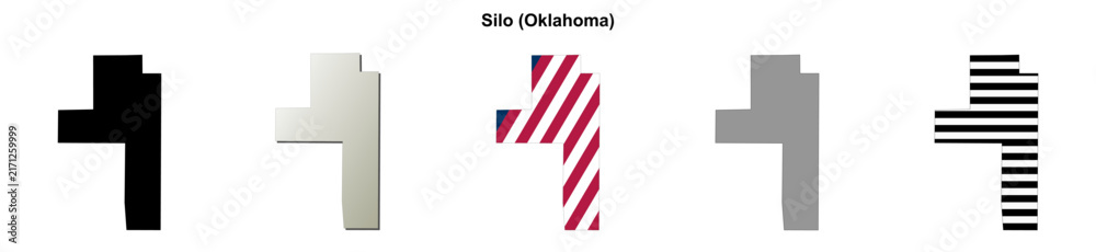 Obraz premium Silo (Oklahoma) blank outline map set