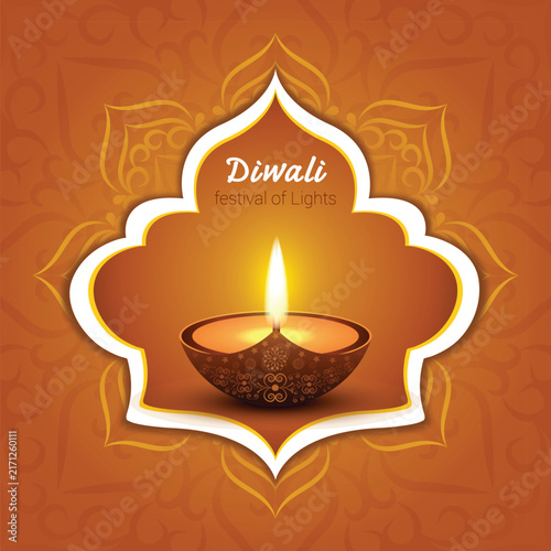 Lit Diya for Diwali Festival of Lights Illustration