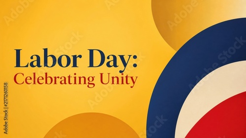 Labor day celebration graphic with rainbow and unity text design