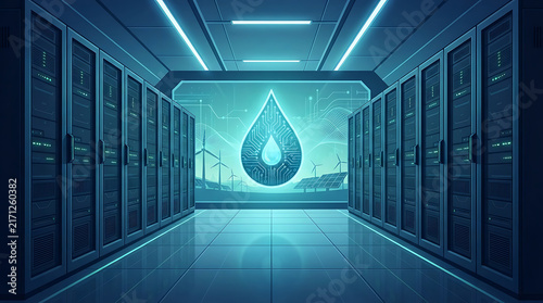 Data Center Hosting Sustainable Energy Solutions With A Glowing