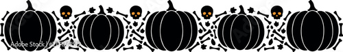 Spooky Halloween Skull & Bones Corner Border – Black and White Silhouette Frame